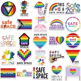50 Packs Safe Space in Heart Stickers Water Bottles Laptop Phone Motorcycle Computer Guitar Skateboard Safe Space Stickers for Vinyl Sticker Waterproof Aesthetic Decals for Teens Girls Adults