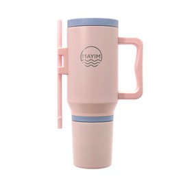 Sip N’ Snack Dual Compartment Stainless Steel Water Bottle – Triple Insulated, 24 Hours Cold/Hot, Leak-Proof, 2 Ways to Sip – Perfect for Drinks & Snacks On-the-Go (Blush/Lilac)