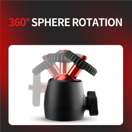 Fotopro Mini Ball Head,360 Degree Rotating Swivel Tripod Ball Head Photograph Accessories for DSLR Camera Microphone Smartphone Max Load 6.61lbs 3kg