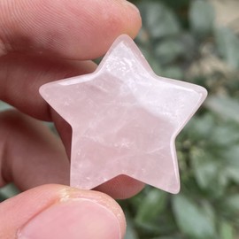 Fekuar Rose Quartz Crystal Star Chakra Stones for Reiki Healing Yoga Balance Meditation Polished Mini Pocket Palm Stone 1 Inch (30mm)