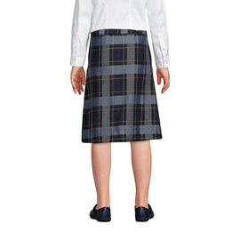 Lands' End Uniform Plaid Aline Skirt Below The Knee Classic Navy Plaid Kids 16