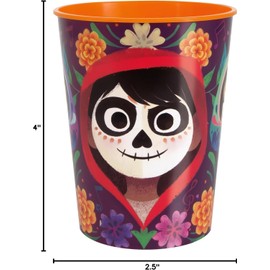 Multicolor Plastic Disney Coco Stadium Cup (16oz) 1 Count - Vibrant, Fun, & Durable, Perfect for Kids Parties & Disney Themed Celebrations