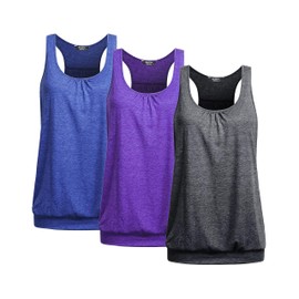 Beyove Workout Tops for Women Loose fit Racerback Tank Tops for Women Backless Muscle Tank Running Tank Tops (Pack of 3)