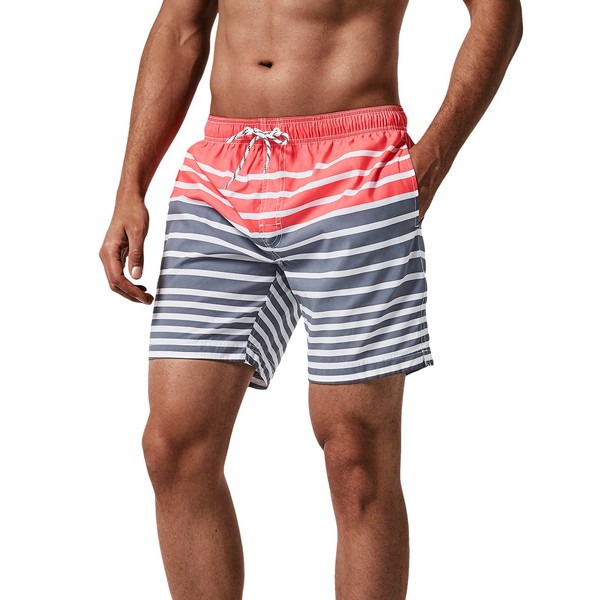 MaaMgic Mens Quick Dry Striped Swim Trunks With Mesh Lining