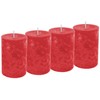 4 Stumpenkerzen Rot Feuerrot Tischdeko Advent Kerzen Hochzeit Weihnachten