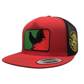 El Gallo Negro de Chihuahua Logo Federal 2 Logos hat red Black mesh