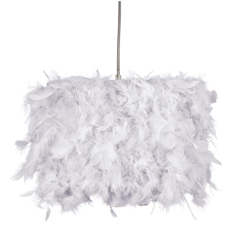 Modern Designer 100% Real Grey Feather Drum Lamp Shade with
