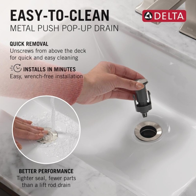 Delta Arvo Brushed Nickel Bathroom Faucet 1 Hole, Single Hole