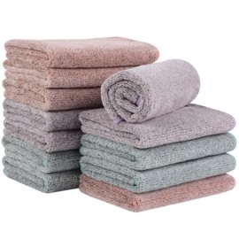 SINLAND Microfiber Face Towels Ultra Soft Facial Washcloths Face Cloth 12Inch x 12Inch 12 Pack Multicolor