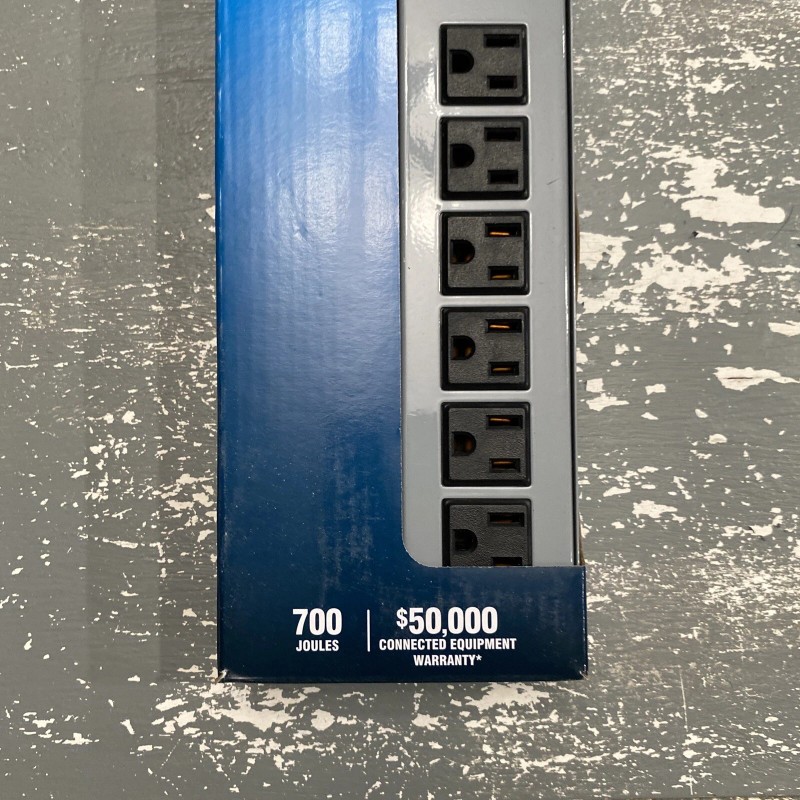 Commercial Electric Metal Surge Protector (YLPT-44-1) 6-Outlet 4-Ft Cord