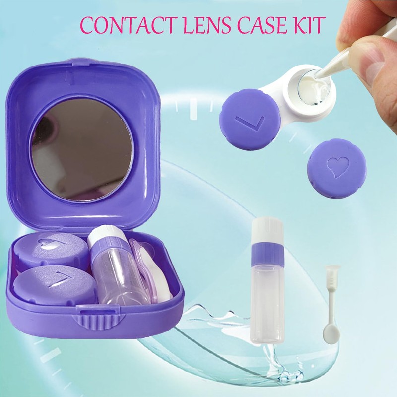 Erewa 4 Pack Colorful Contact Lens Case Kit with Mirror