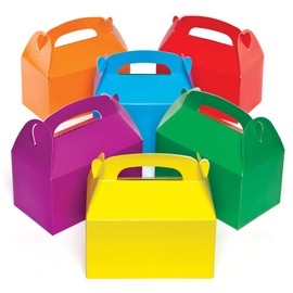 Baker Ross AG745 Bunte Party-Geschenkschachteln für Kinder zum Basteln, Dekorieren und Füllen (6 Stück), Sortiert, 15.5cm x 8.5cm x 9cm, Blau, Gelb, Rot, Grün, Orange, Violett