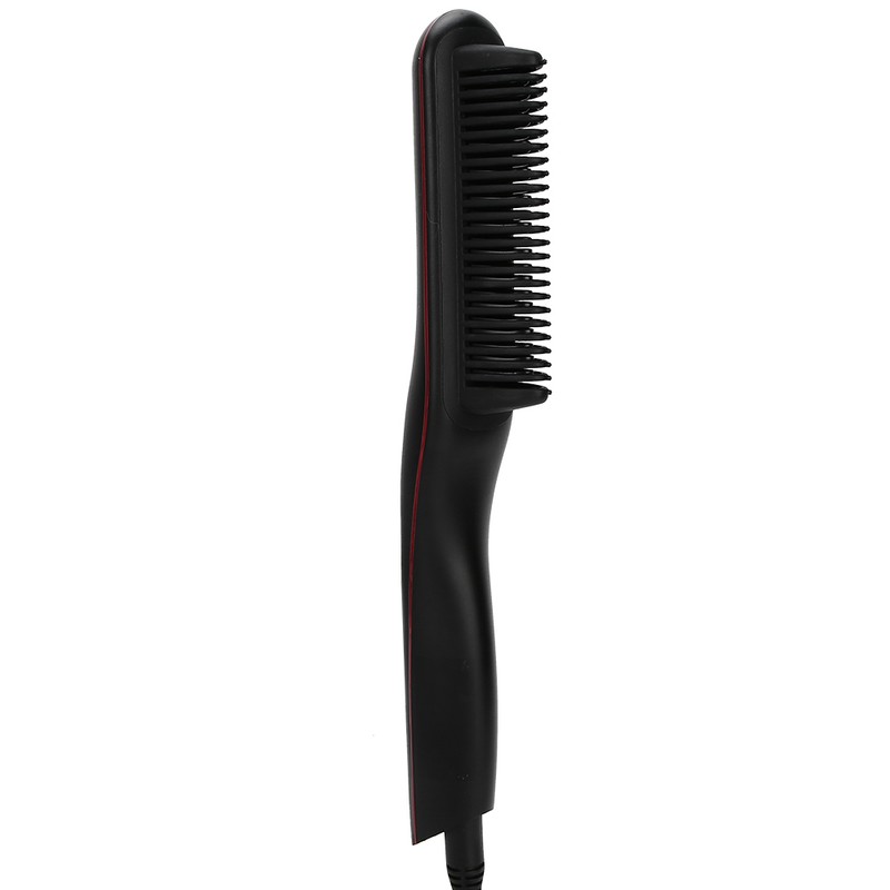Electric Hair Straightener Comb Anti Scald Beard Straightener Brush (Black