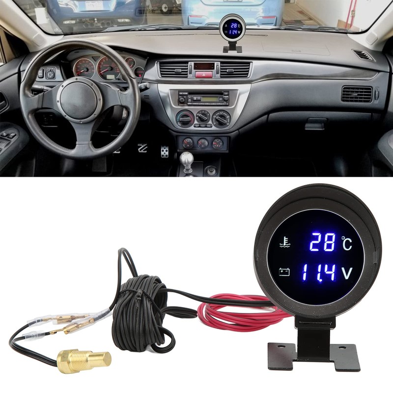 Digital Water Temperature Display, Akozon DC 9V-36V Round Blue Backlight