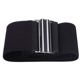 Trimming Shop Women’s Black Stretchable Wide Waist Belt Clasp Buckle Elastic Band Clip-on Cinch Trimmer Fashion Accessory for Girls, Womens Dresses, Gowns, One Piece (50mm Wide, 40" - 44")