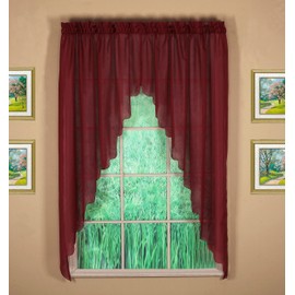 Today's Curtain Emelia Original Voile Swagger Pair 63", Burgundy, 90" W x 63" L