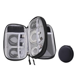 GWAWG 2PCS Cable Organiser Bag,Double-Layer Electronics Accessories Bag Organiser,Universal Carry Travel Gadget Bag,Electronics Accessories Organiser Bag,Waterproof Cable Organiser Bag for Man Women