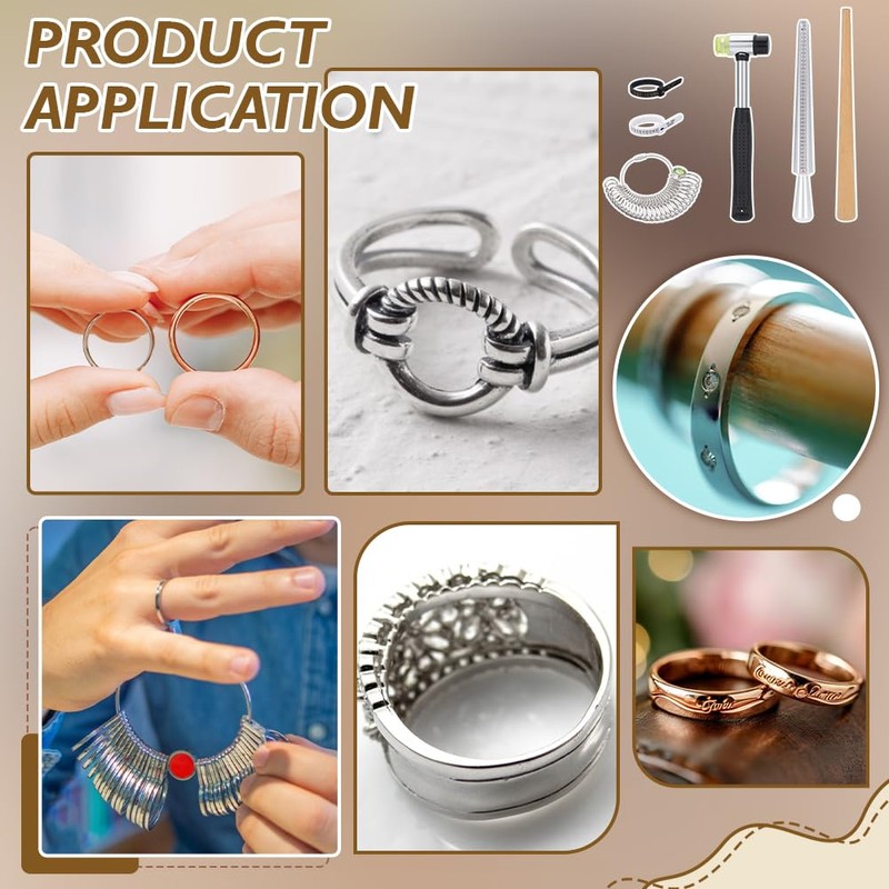 BENECREAT 6Pcs Ring Sizer Measuring Tools, Including Ring Sizer Gauge,