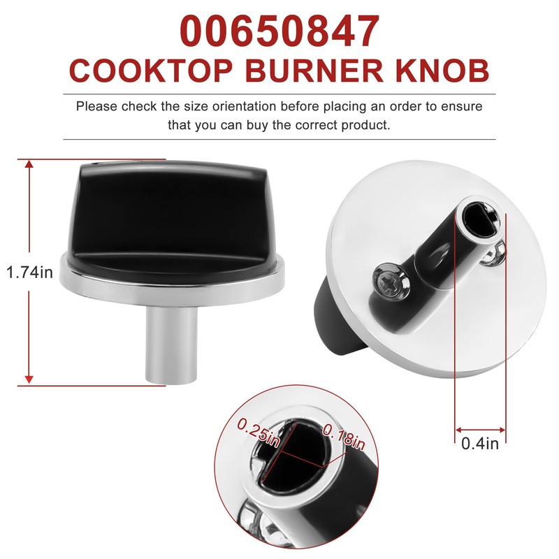 AMI PARTS 00650847 Knobs Cooktop Stove Knobs Fit for Bosch