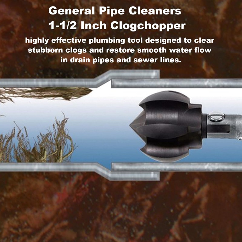 General Pipe Cleaners,Drain Snake Drill Attachment for ClogChopper,1-1/2CG&1-1/2 Inch Multi-Function