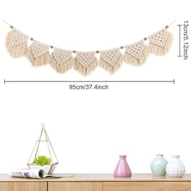 Macrame Wall Decor - Room Decoration Tapestry,Bohemian Handmade Wall Art Tapestry,Macrame Garland Banner with Wood Beads,Home Wall Art Decoration for Apartment,Living Room,Bedroom,Balcony
