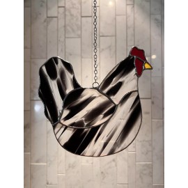 Unmarked Speckled Stained Glass Roosting Chicken 6”