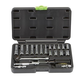 High Visibility 1/4 in. Drive Metric Socket Set 21 Pc