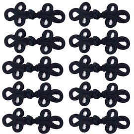 EvaGO 10 Pairs Chinese Knots Frog Buttons Closure Sewing Fasteners for Sweater Cloak Coats Scarf Cardigan and Costumes Outfit Sewing, Black