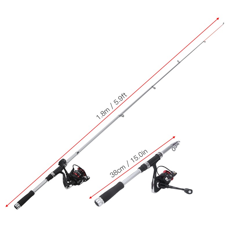 Portable Fishing Pole Set Telescopic Fishing Rod Reel Combos Kit