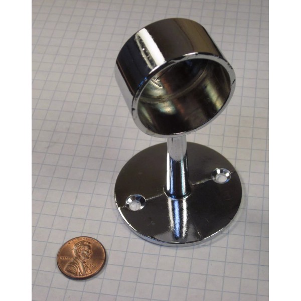 FIXTURE #307B-US26 1-1/4" HANGROD END SUPPORT, STEEL, POLISHED CHROME-PLATED