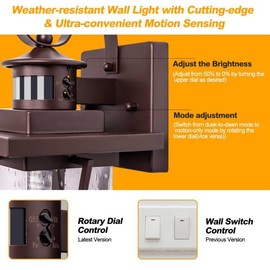 Frelii Large Oil Rubbed Bronze Motion Sensor Outdoor Lights 15.5inch - Dusk to Dawn Outdoor Lighting, Waterproof Porch Lights Outdoor Wall Sconce, Exterior Light Fixtures for House, Garage Anti-Rust