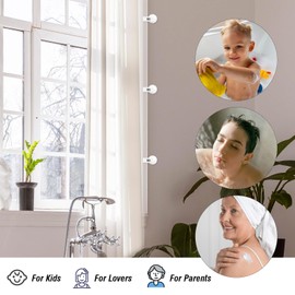 ASTER 6Pcs Shower Curtain Clips with Suction Cup, Multiple Purpose Round Suction Cup Bathroom Clips with Water Guard, Windproof Splash Guard, Shower Curtain Holders for Inside Shower