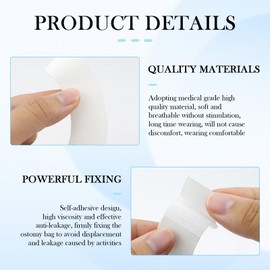 Qerutk Tape Strips for Stoma Bags, 60pcs Curved Ostomy Barrier Tape, Stoma Skin Barrier Strips, Elastic Stoma Protection Tape, for Colostomy, Urostomy, Ileostomy Supplies