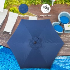 Simple Deluxe 2-Pack 7.5' Patio Umbrella Outdoor Table Market Yard Umbrella with Push Button Tilt/Crank, 6 Sturdy Ribs for Garden, Deck, Backyard, Pool, Blue 2Pack