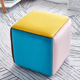 WAYUTO 5 in 1 Seating Cube with Swivel Casters Stackable Sofa Chair Stool Nesting Ottoman Stool Movable Footstool Dressing Chair for Living Room Bedroom(Gray,Small)