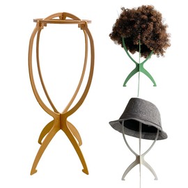 nevermindyrhead 2 Pack wig stand 6 Colors. Portable and collapsible, durable wig head stand for displaying your wigs, hats or head pieces (Yellow)