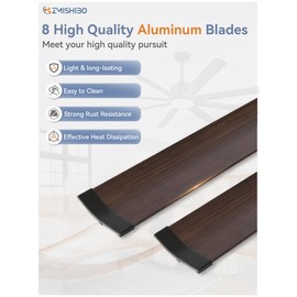 ZMISHIBO 72 inch Aluminium Blade Ceiling Fans with Lights and Remote, Outdoor Ceiling Fans for Patio Living Room with Quiet DC Motor, 6 Speed Reversible, 3 CCT, Brown Famrhouse Ceiling Fan, 8 Blades