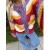 Saodimallsu Womens Striped Chunky Cardigan Sweaters Button Up Fall Trendy