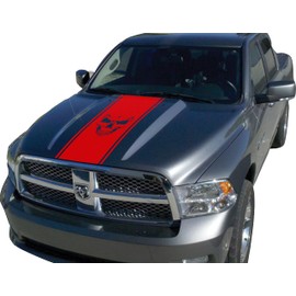Skull Hood Racing Stripe, Custom Truck Hood Vinyl Decal Graphics (Matte Black)