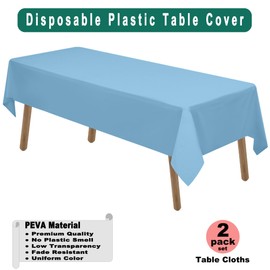 Blue Gingham Checkered Plastic Tablecloths 2 Pack Disposable Table Covers 54 x 108 Inch Party Tablecovers Buffalo Plaid Table Cloths for BBQ Picnic Birthday Wedding Parties 8 ft Rectangle Table Use