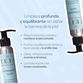 TEIA COSMETICOS Gel Limpiador Facial, Fórmula 99.48% Natural, con Centella Asiática y Árbol de Té, 110 mL