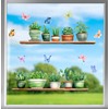 Potted Plant Window Clings - Botanical Butterfly Succulent Cactus Decals,