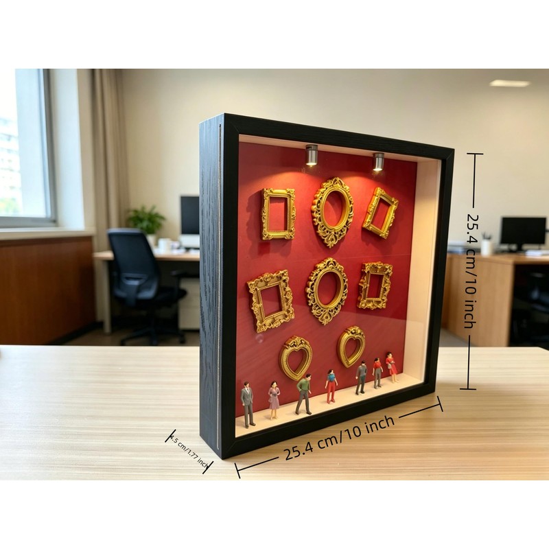 DIY Mini Museum Kit, Lighted Shadow Box with Sliding Panel