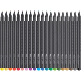 Faber-Castell 151620 Grip Finepen, Fineliner Pens with 0.4 mm Metal-Clad Fibre Tip, Pack of 20