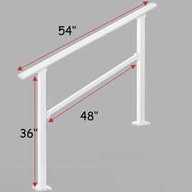 Hand Rails for Outdoor Steps,4 Step Stair Handrail & Indoor Stair Railing Kit，Metty Metal Railings for Outdoor Steps and Hand Rails for Seniors for Porch Railing