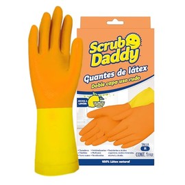 Guantes de Látex doble capa uso rudo, Scrub Daddy, talla M.