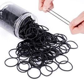 1 1/2” Inches Large Elastics Rubber Bands for Black Hair Ties Braiding Ponytail Holders Plastic Rubberbands for Women Girls Black Hair Crafts Office Supplier Money No Damage for 400pcs (L) by HOYOLS