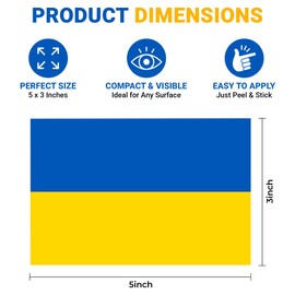 Ukraine Flag Vinyl Flag Stickers, Car Decals, Waterproof Indoor Outdoor, Laptop Stickers, Car Bumper, Ukrainian Flag, 5 x 3 Inches, Set of 3