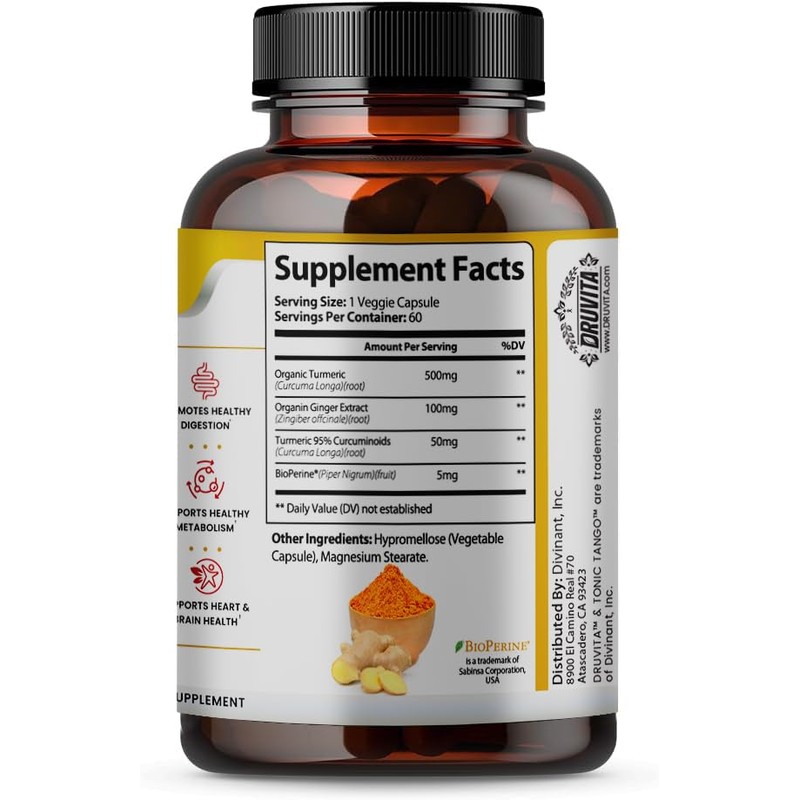 Tonic Tango Turmeric + Ginger Supplement (60ct. Bottle)