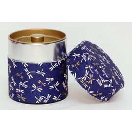 Kotodo Takahashi Seisakusho #121 Night Sky Tea Caddy Washi Washi Dyeing Can, Flat Type, 3.5 oz (100 g), Dragonfly